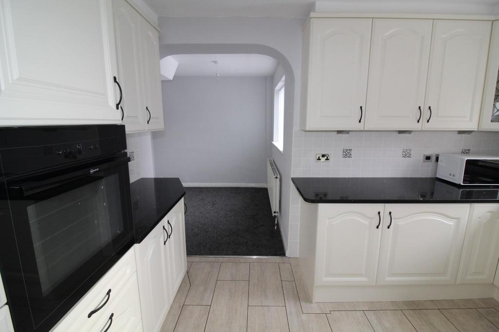 Kitchen into dining area