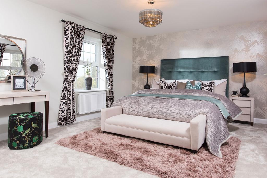 Modern main bedroom in spacious detached home