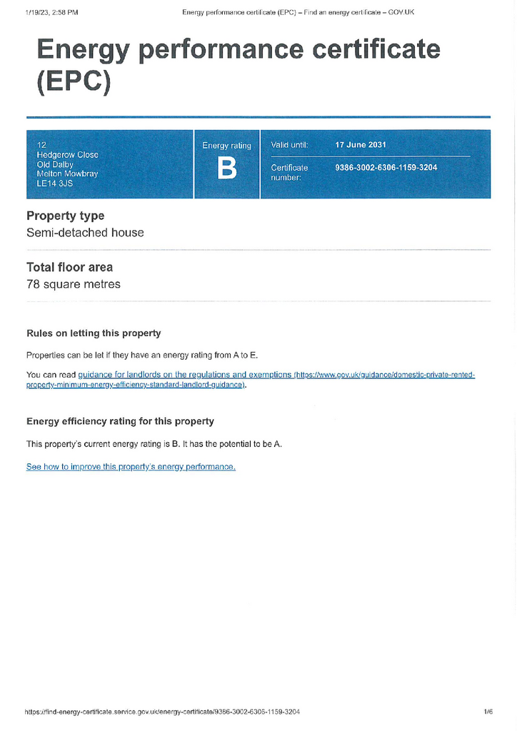 EPC Certificate