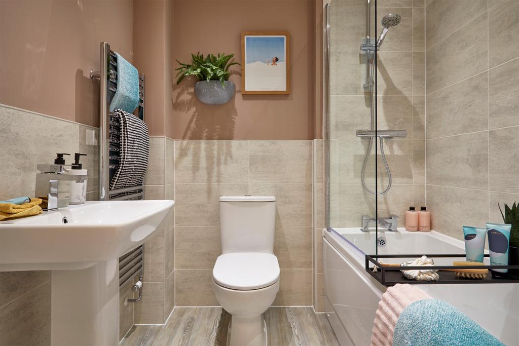 Family bathroom in the Denford 2 bedroom home