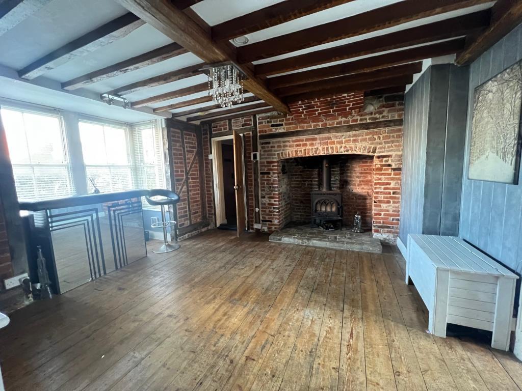 Dining area with fireplace