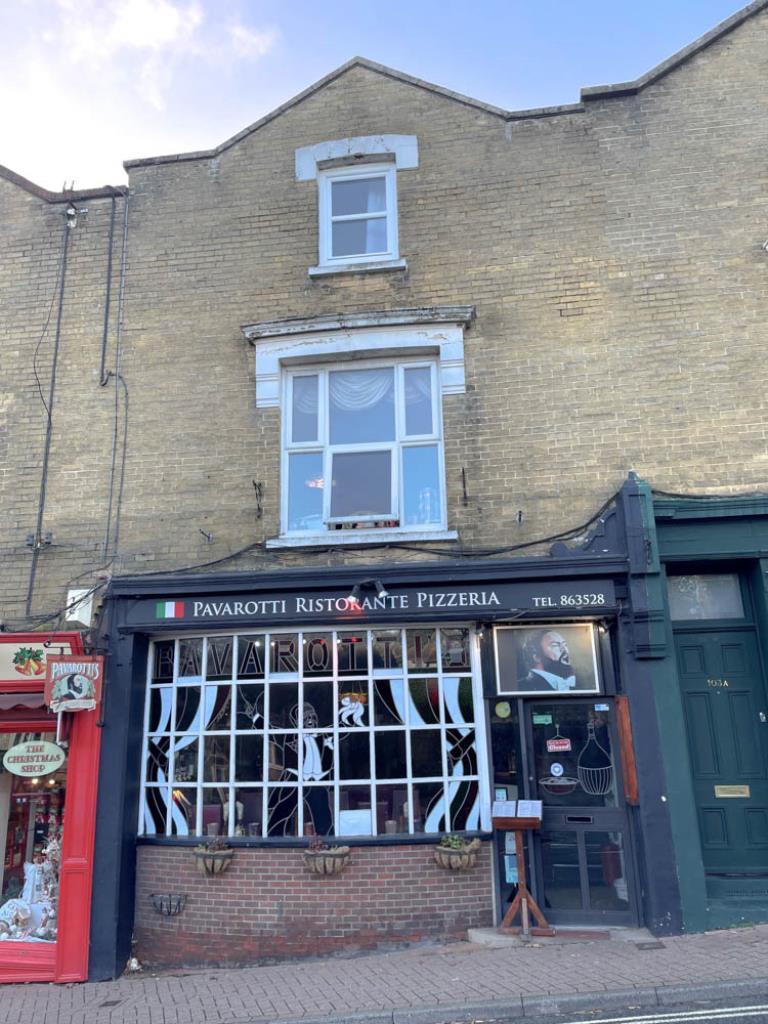 Front elevation with restaurant on ground floor