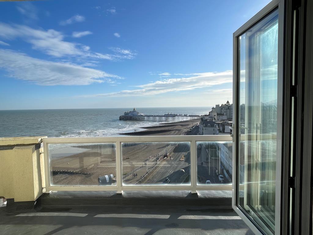 View of seafront and pier from balcony