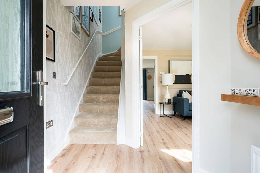 Bright hallway leading to the lounge