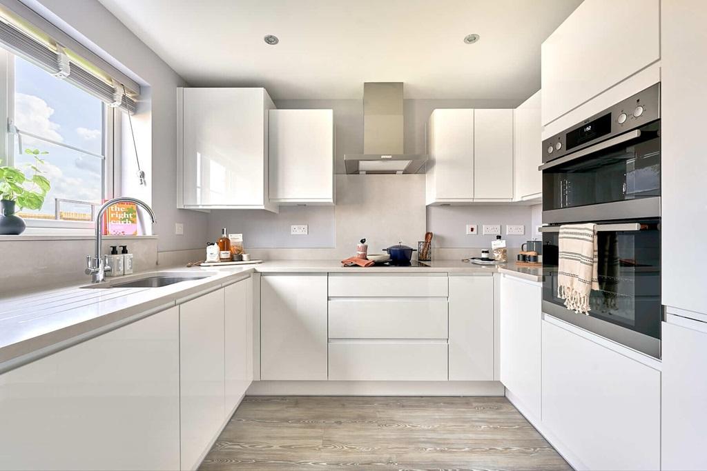 Spacious kitchen with ample storage space