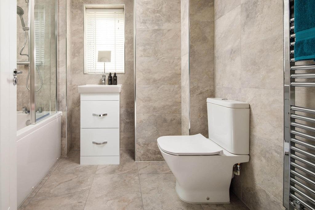 A family bathroom completes the home