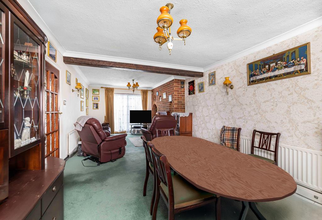 Dining Room into Living Room with Patio Doors