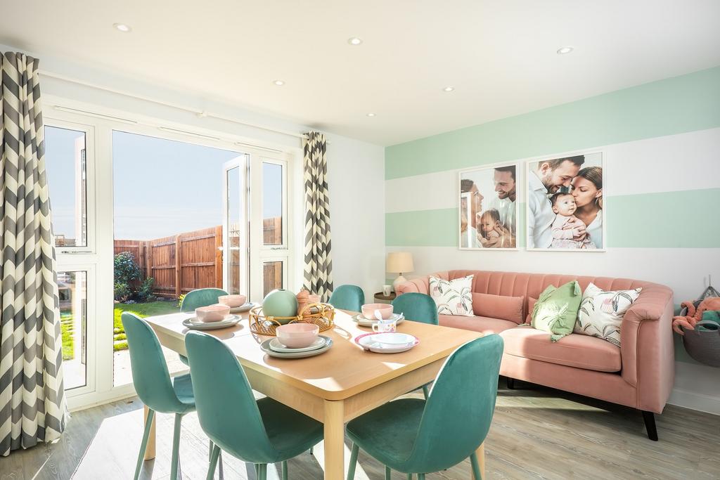 Open plan kitchen diner with family seating...