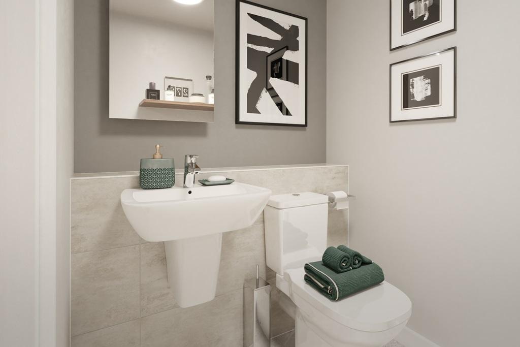 An en suite shower room away from the family