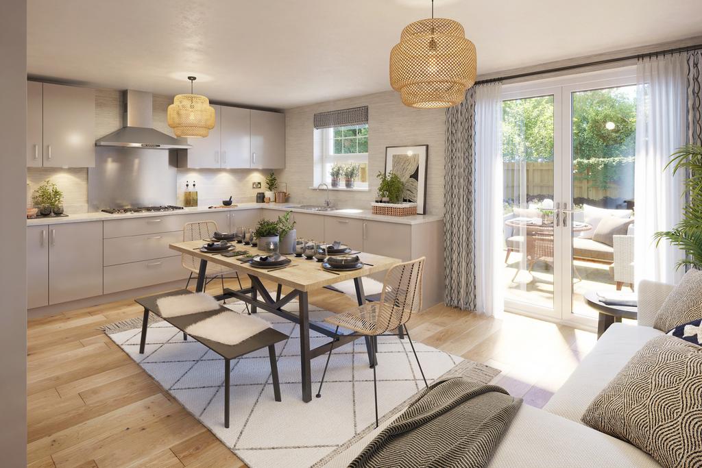 Kitchen and dining room in the 4 bed Hazelborough