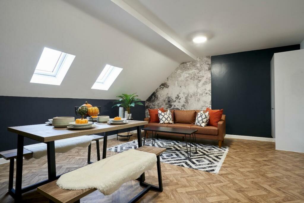 A spacious and stylish modern living room, perf...