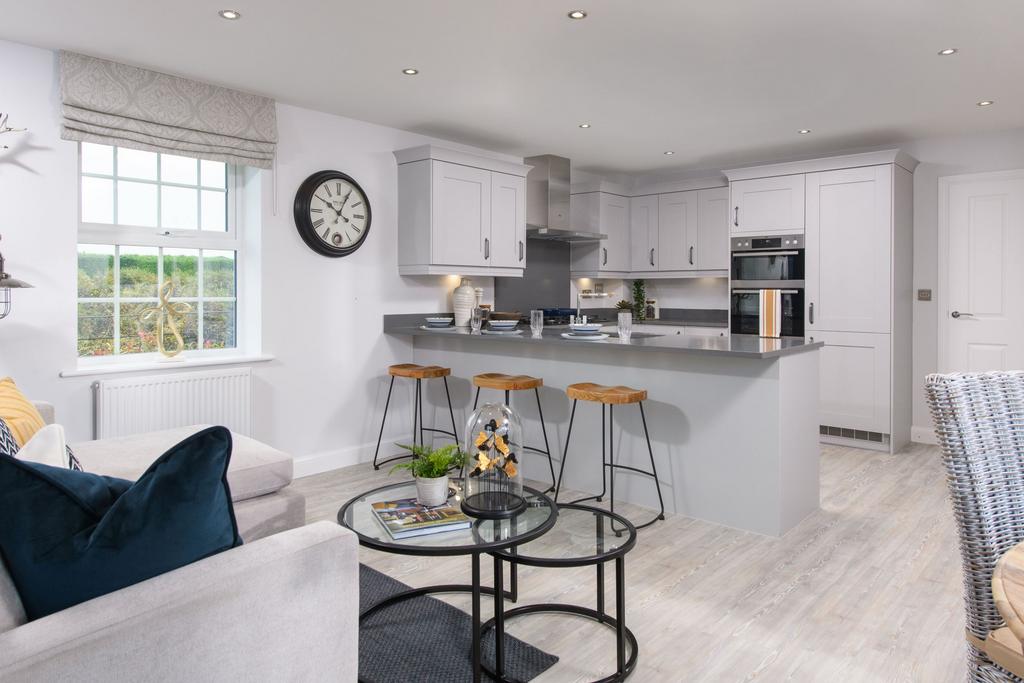 Kitchen and family area in the Moreton show home