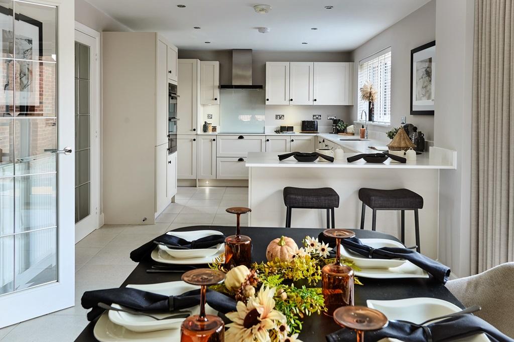 A breakfast bar and space for a dining area...
