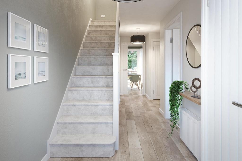 A welcoming hallway with under stair storage