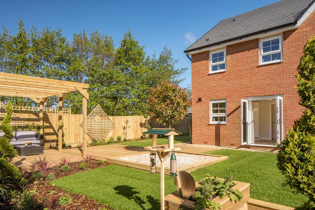 Outside view of garden, ellerton, 3 bed show home