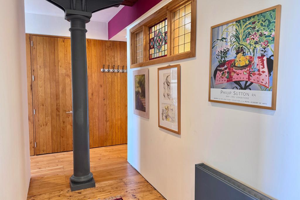 Hallway with Stained Glass Window Light