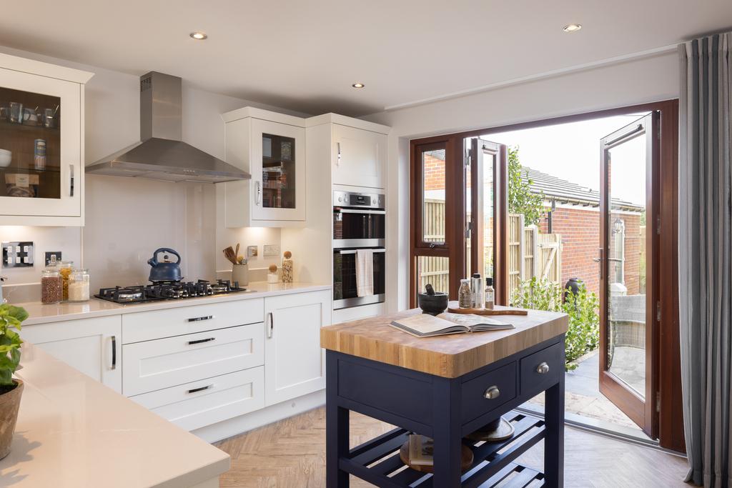 Internal shot of the kitchen with double doors...