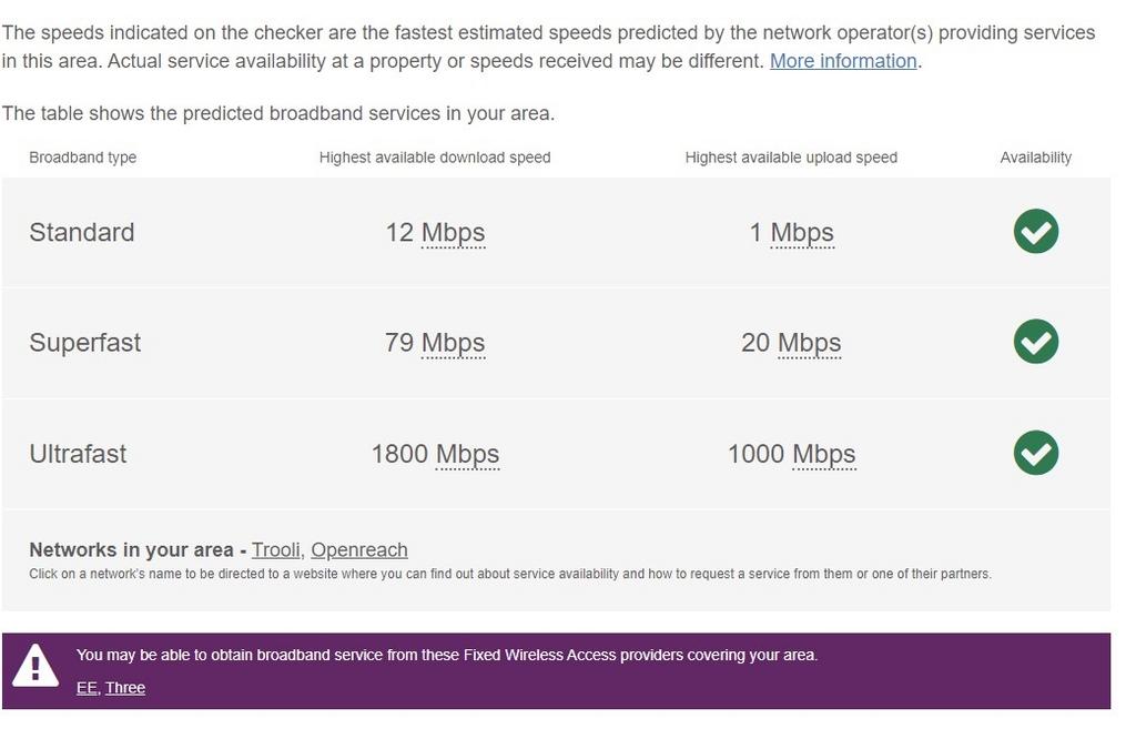 Broadband service