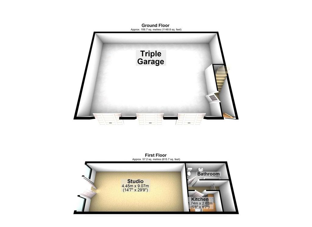 Foss Farm Garage Studio 3 D Floor Plan