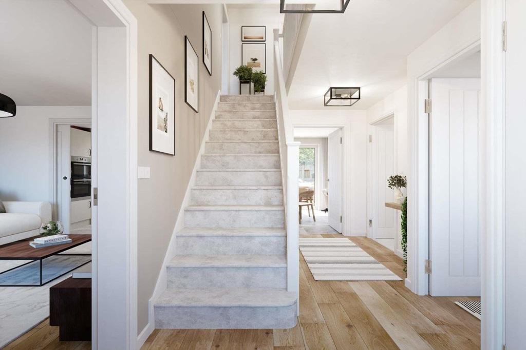 Bright hallway and convenient cloakroom