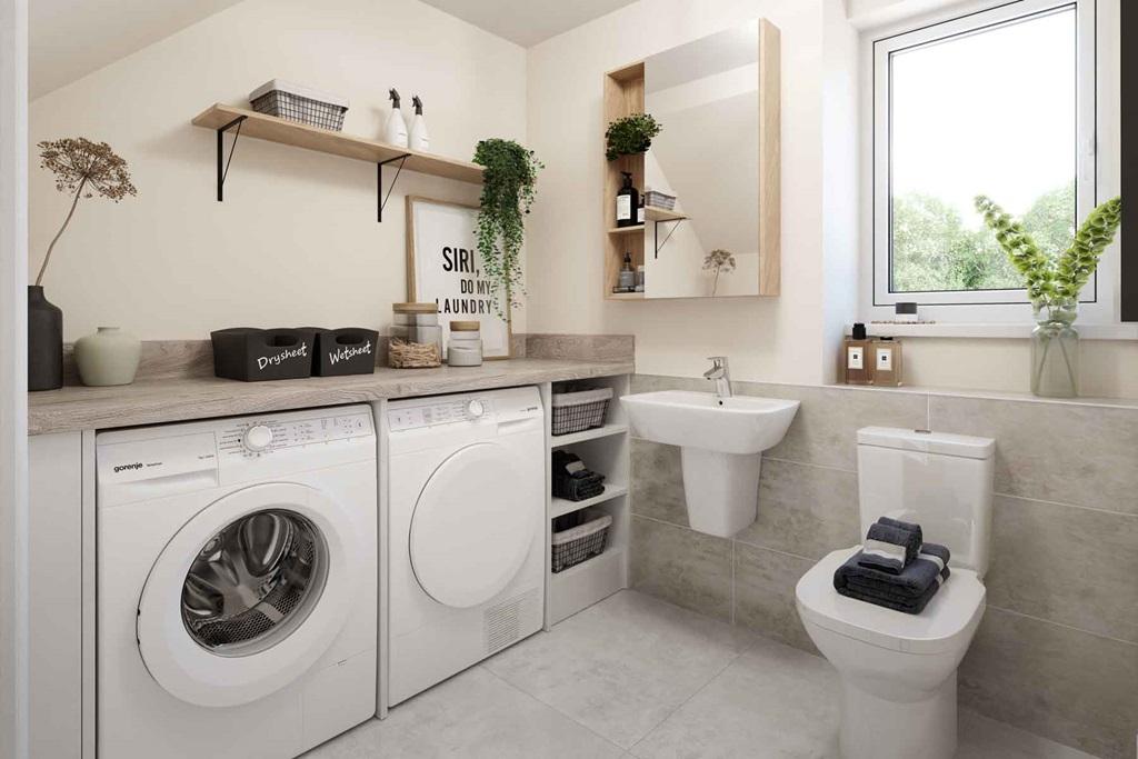 Large cloakroom with utility area for the...