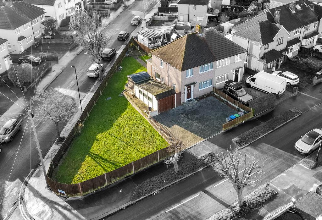 Aerial view of the wonderful corner plot