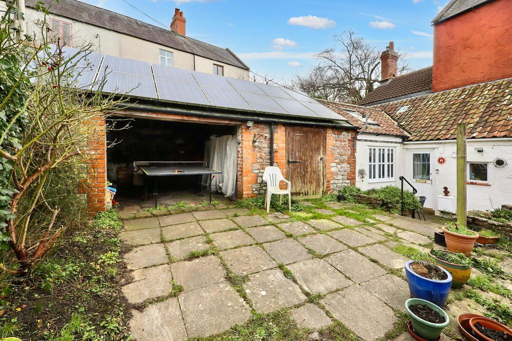 Open garage and courtyard