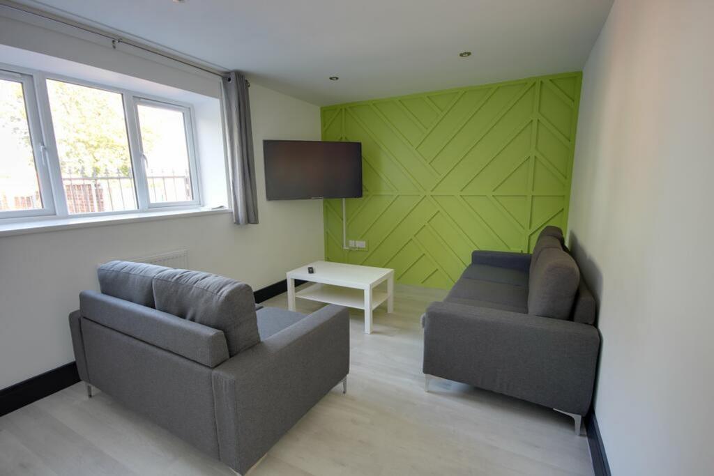 A stylish and inviting living room with modern ...