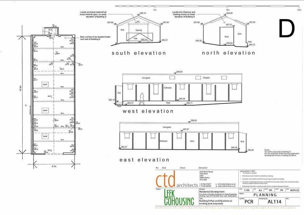 - Building D Plan and Elevations as existing (and