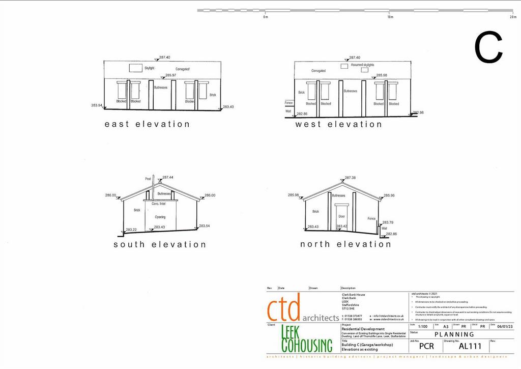 - Building C (Garage-workshop) Elevations as exist