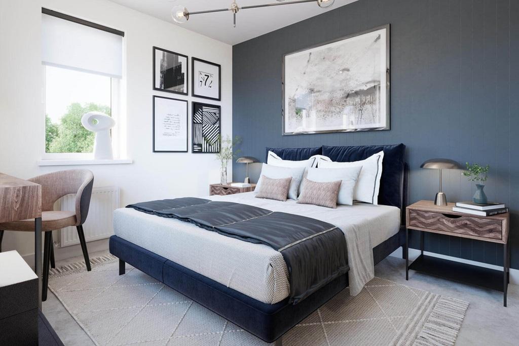 The main bedroom offers a quiet space away from...