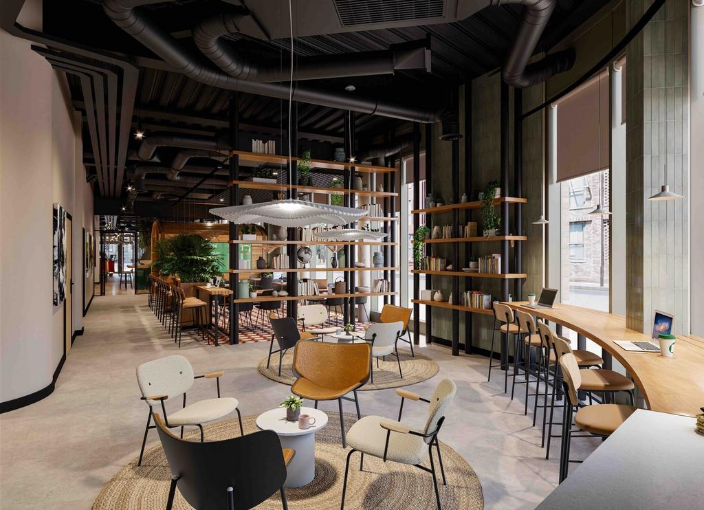 A spacious and inviting communal workspace desi...