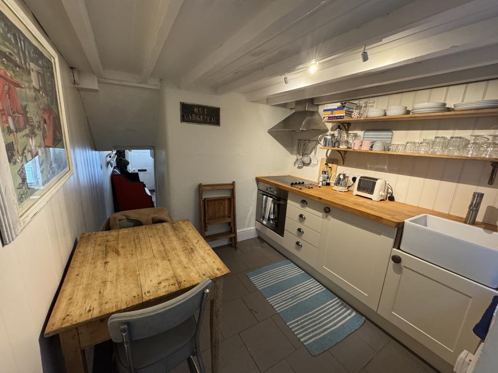 View of the kitchen from the back door