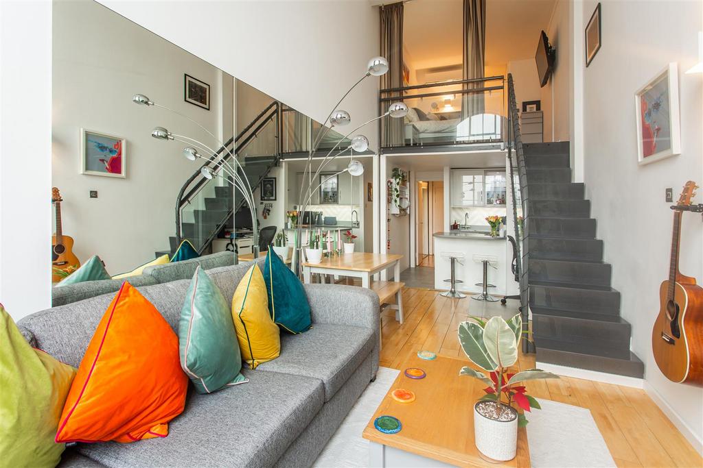 Reception with stairs up to mezzanine