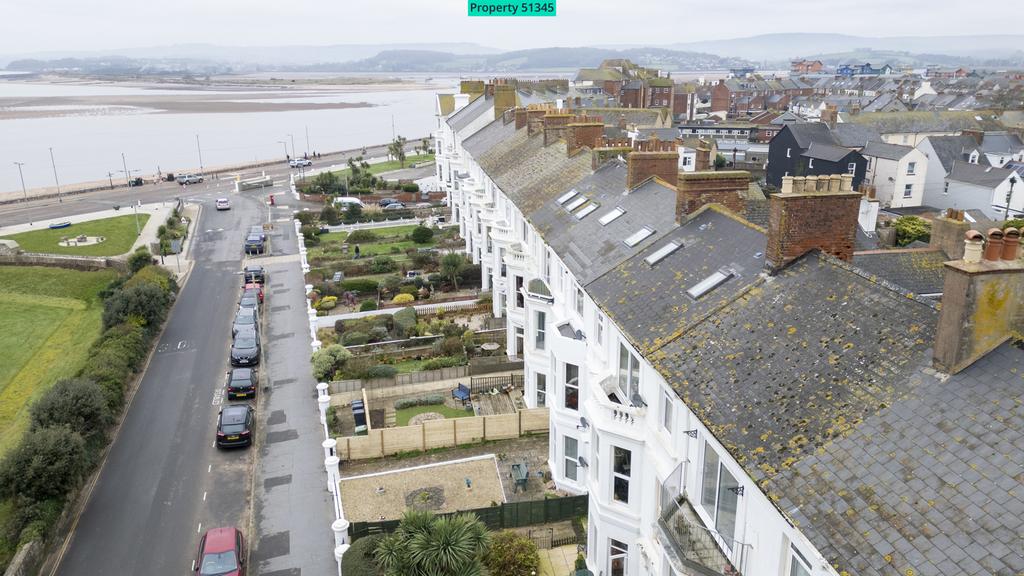 Drone view towards Exmouth promenade