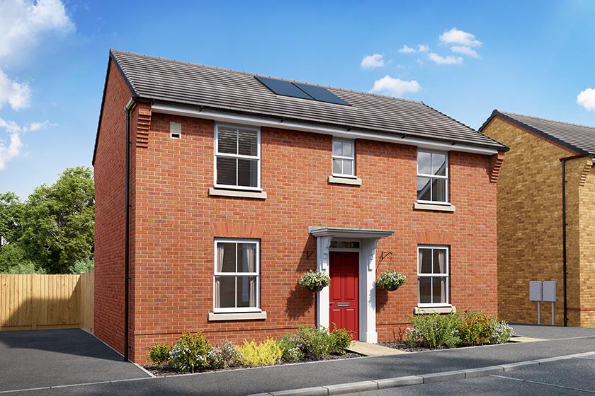 External CGI of the hadley brick with red door...