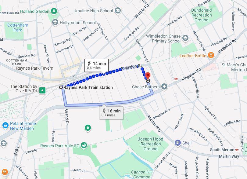 Map to Raynes Park station.JPG