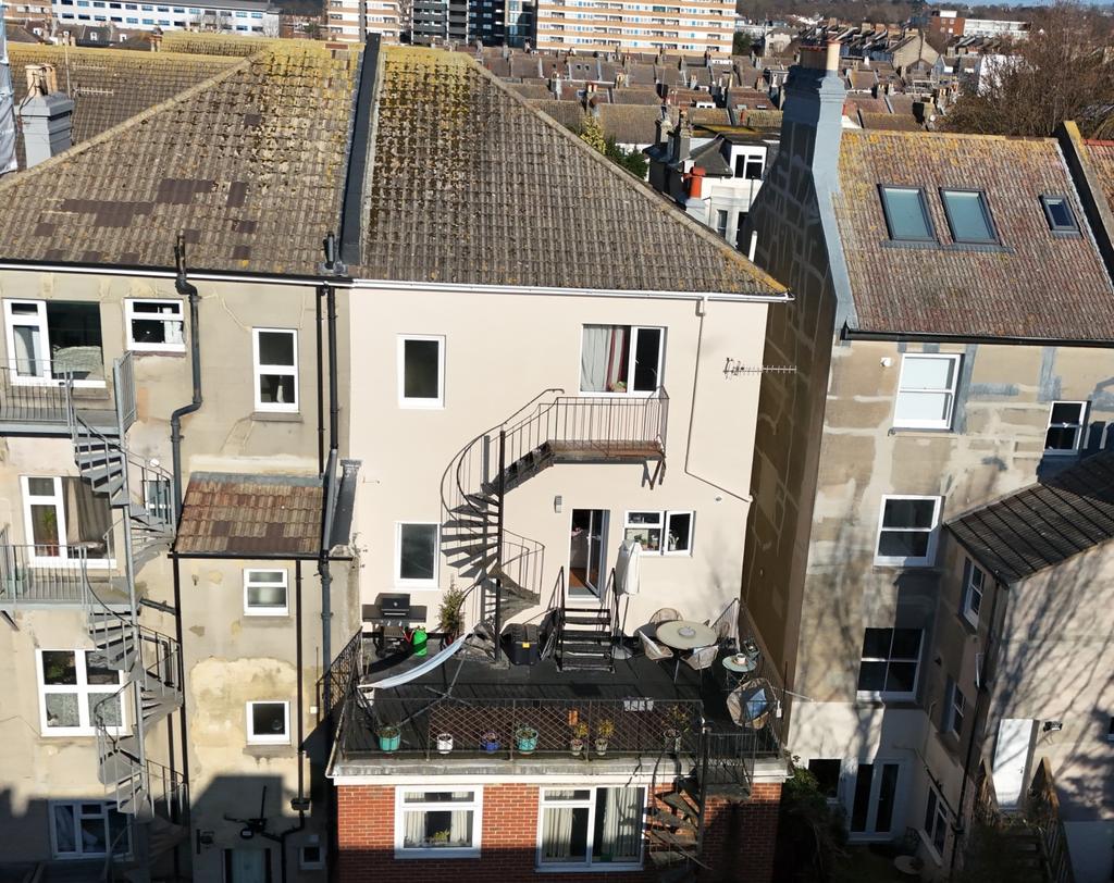 Aerial back view