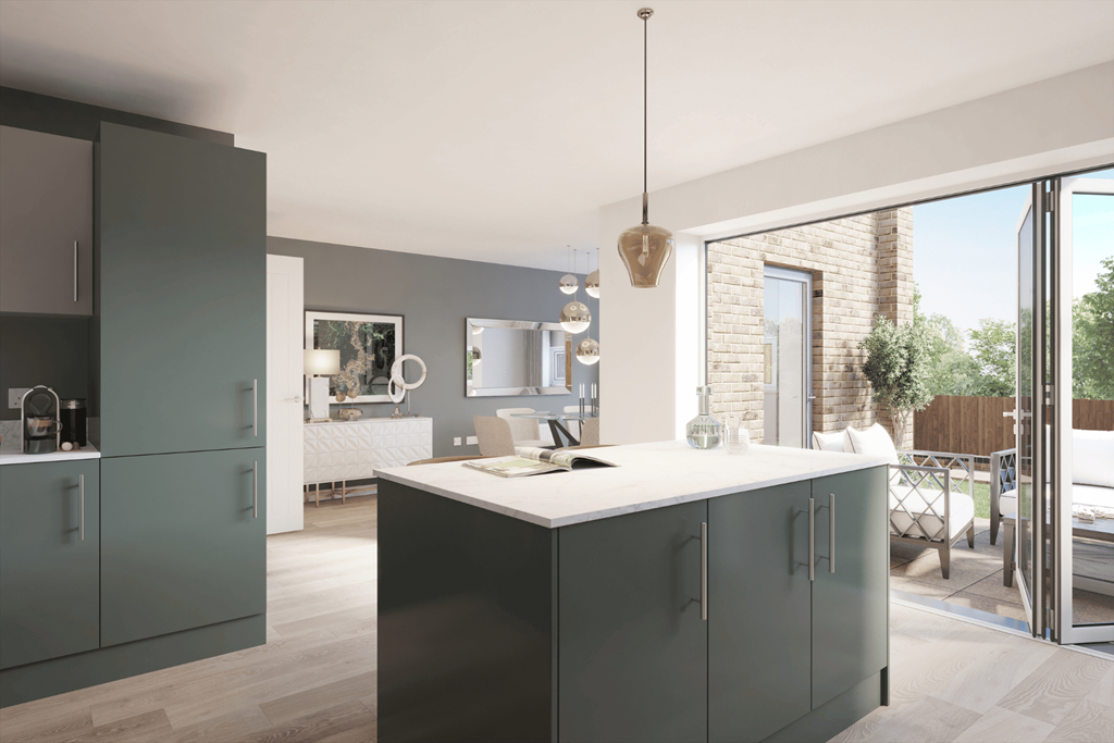 Open plan kitchen &amp; dining area with bi-fold...