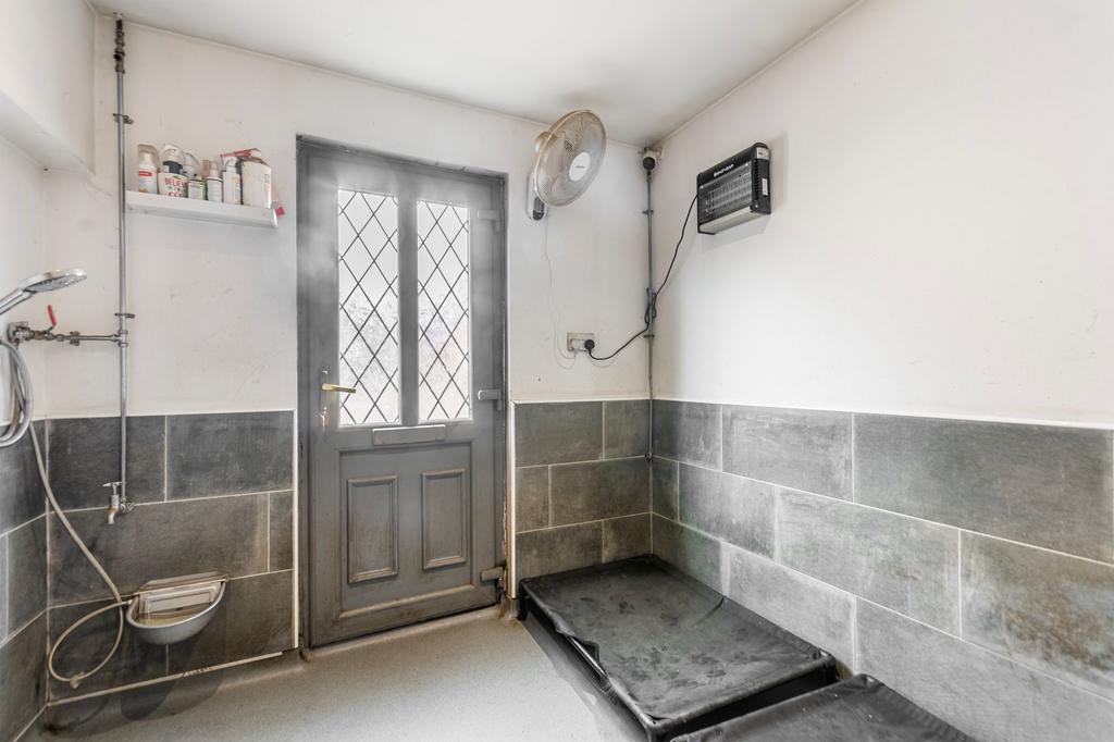 Dog wash and living area