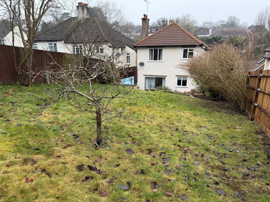 Rear elevation with lawn and trees