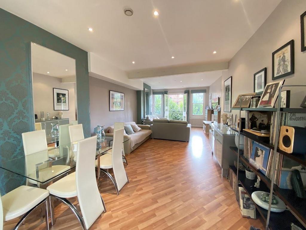 Open plan living dining room + lobby area