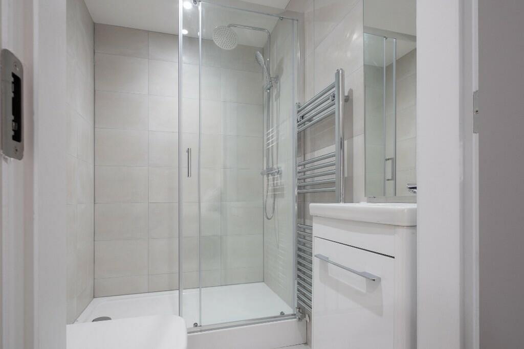 A modern and well-maintained bathroom featuring...