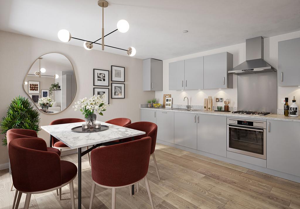 Open plan kitchen in the Hawthorne 2 bedroom...
