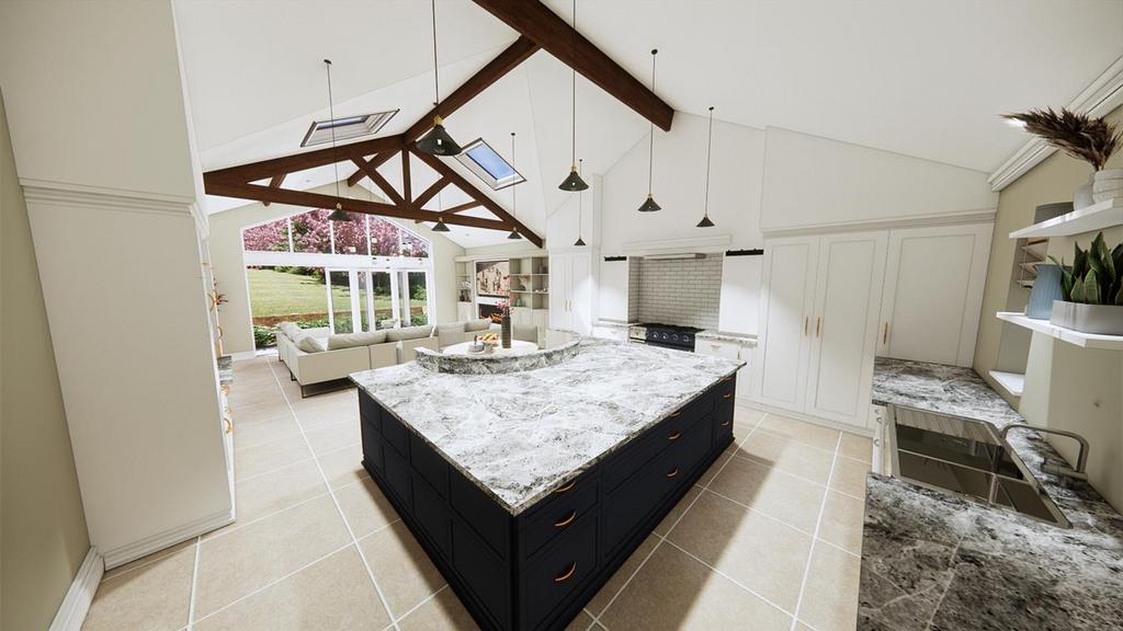 Kitchen Breakfast Living Room CGI