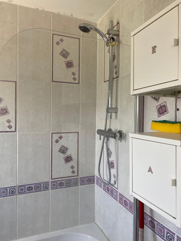 A well-maintained bathroom featuring a convenie...