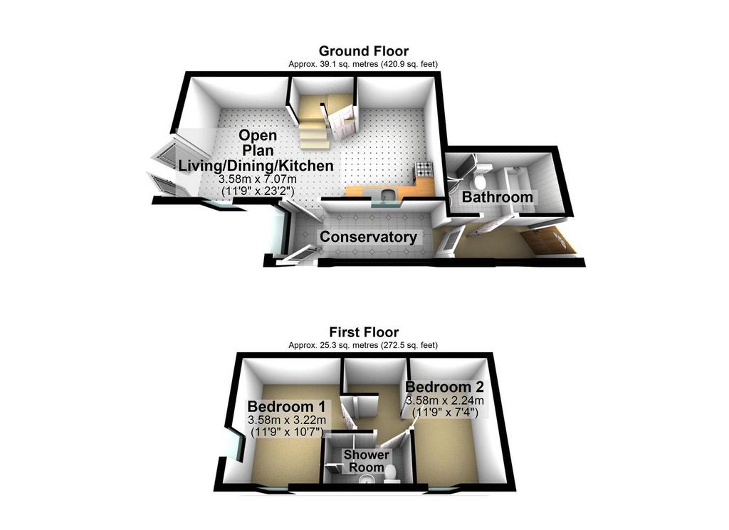 Sycamore Barn, 3 D Floor Plan