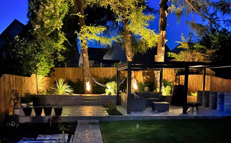 Rear garden at night
