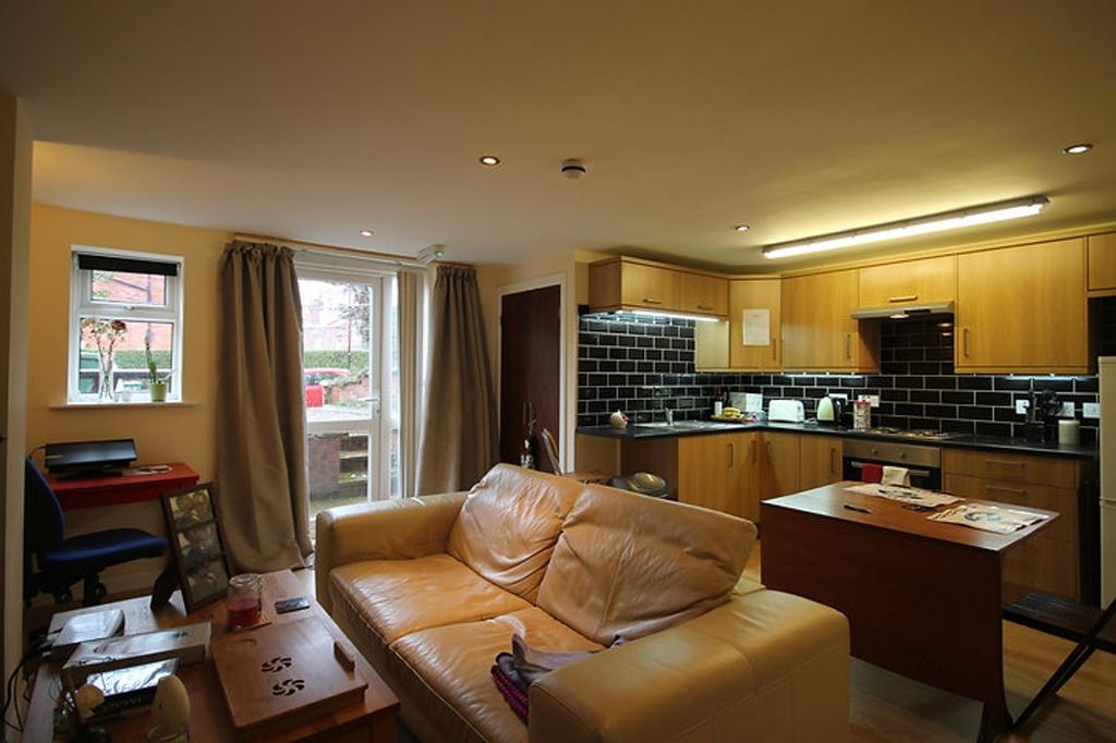 A modern kitchen with ample storage and contemp...