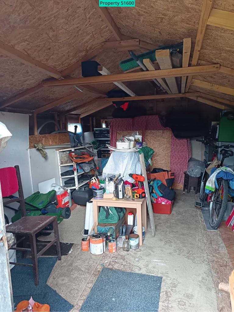 Inside shed